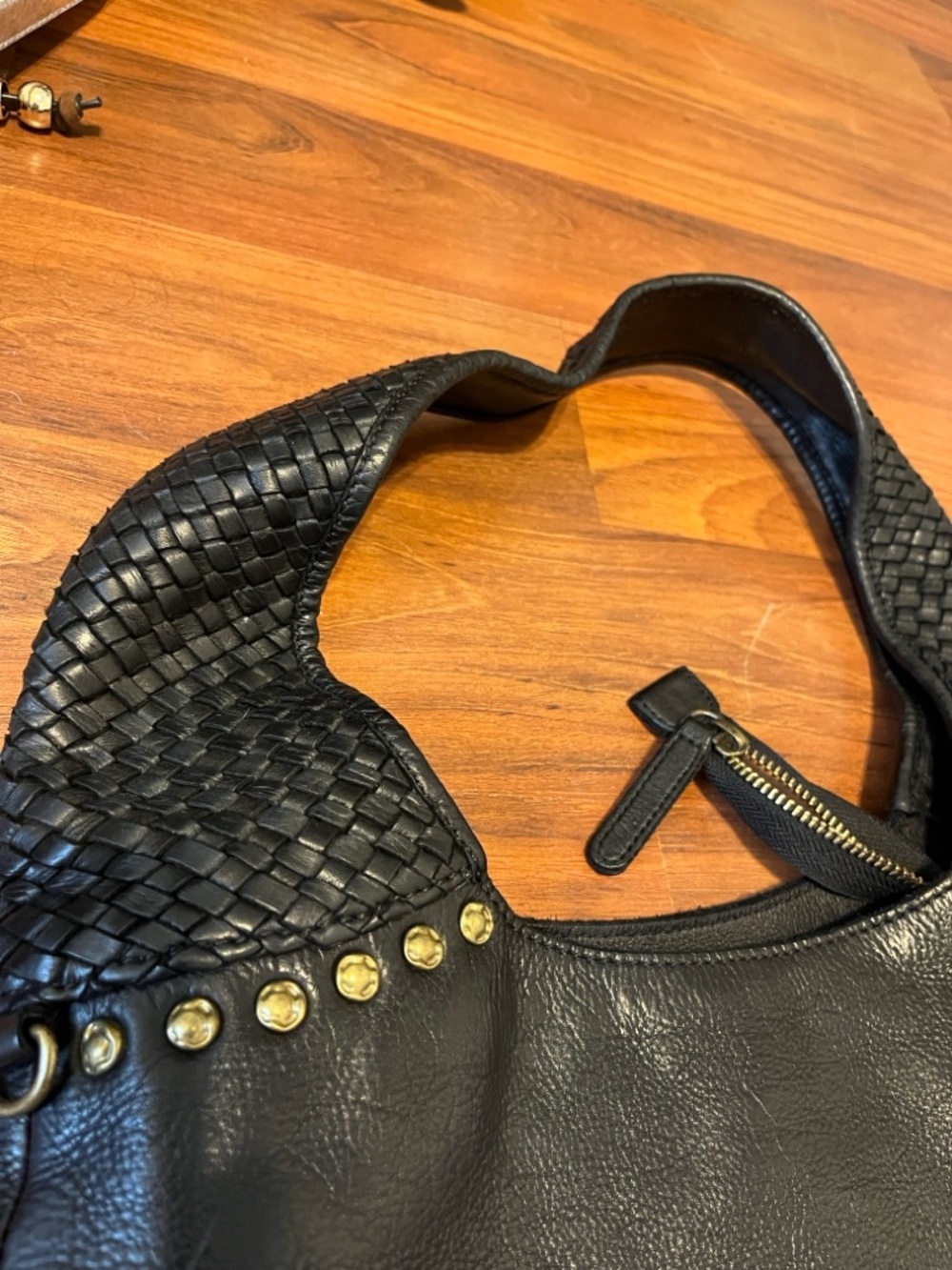 Vilenca Holland Women's Black high quality Leather Hobo Bag with Studded Detail - Picture 2 of 3